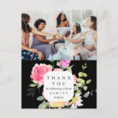 Baby shower Floral Dank u Foto Briefkaart (Voorkant)
