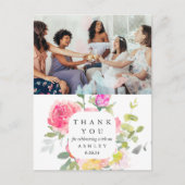 Baby shower Floral Dank u Foto Briefkaart (Voorkant)