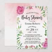 Baby shower  Floral Elegant Waterverf Kaart (Voorkant / Achterkant)