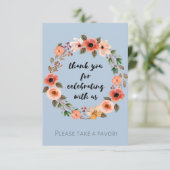 Baby shower Floral Favor Sign Hartelijk dank Kaart (Staand voorkant)