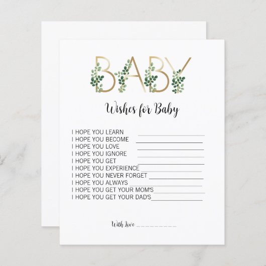 Baby shower Floral Greenery wenst advies van de Ba (Voorkant / Achterkant)