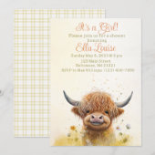 Baby shower Floral Highland koe Kaart (Voorkant / Achterkant)