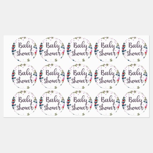 Baby shower Floral Invite Labels (Vel)