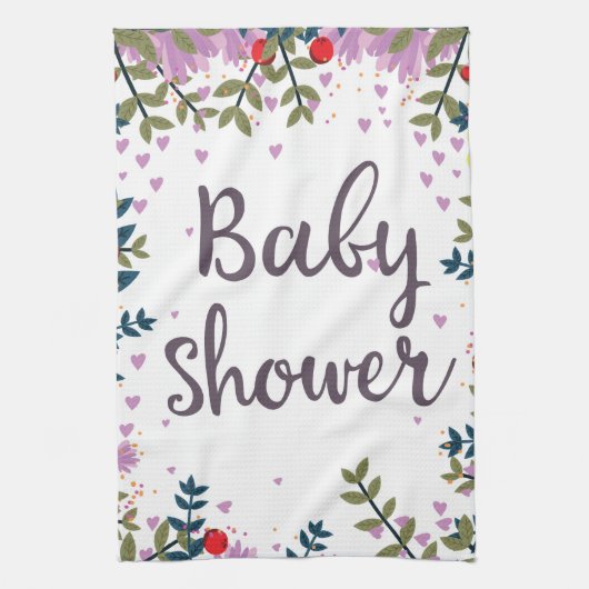 Baby shower Floral Invite Theedoek (Verticaal)