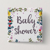 Baby shower Floral Invite Vierkante Button 5,1 Cm (Voorkant)