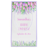 Baby shower Floral Lavender Pink Tulips Klein Cadeauzakje (Voorkant)