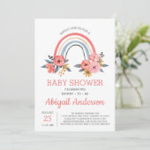 Baby shower Floral Modern Elegant Rainbow Kaart (Staand voorkant)