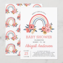 Baby shower Floral Modern Elegant Rainbow