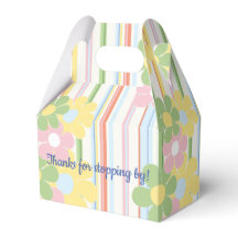 Baby shower Floral Picnic Stripes Gable Favor Box