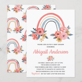 Baby shower Floral Rainbow Stylish Waterverf Kaart