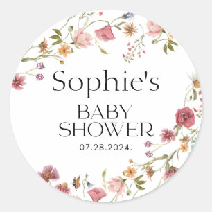 Baby shower Floral Ronde Sticker