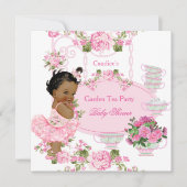 Baby shower Floral Roos Tea Party Pink Ethnic Kaart (Voorkant)