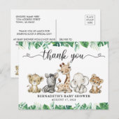 Baby shower Floral Safari Animals Briefkaart (Voorkant / Achterkant)