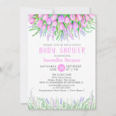 Baby shower Floral Spring Lavender Tulips Picnic Kaart (Voorkant)