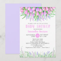 Baby shower Floral Spring Lavender Tulips Picnic