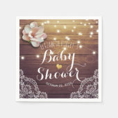 Baby shower Floral String Lights Rustic Wood Lace Servetten (Voorkant)