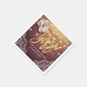 Baby shower Floral String Lights Rustic Wood Lace Servetten (Hoek)