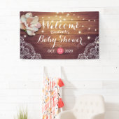 Baby shower Floral String Lights Rustic Wood Lace Spandoek (Insitu)
