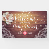 Baby shower Floral String Lights Rustic Wood Lace Spandoek (Horizontaal)