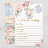 Baby shower Floral Tea Party... wenst Baby (Voorkant / Achterkant)