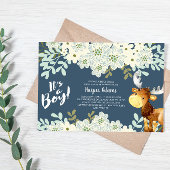 Baby shower Floral Woodland Moose Boy Kaart