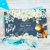 Baby shower Floral Woodland Moose Boy Kaart