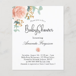 Baby shower florale eucalyptus budget uitnodiging