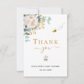 Baby shower florale eucalyptus greenery beige eleg bedankkaart (Voorkant)