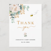 Baby shower florale eucalyptus greenery dank u briefkaart (Voorkant)