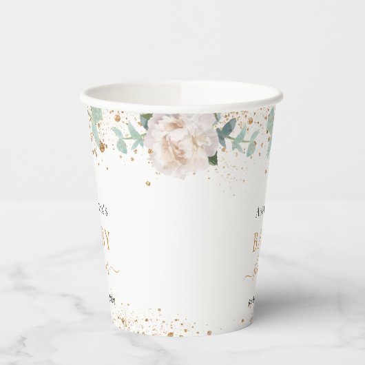 Baby shower florale eucalyptus greenery glitter papieren bekers (Links)