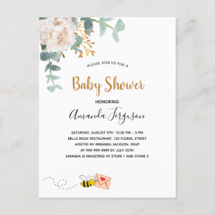 Baby shower florale groenery blanke schattige moed briefkaart