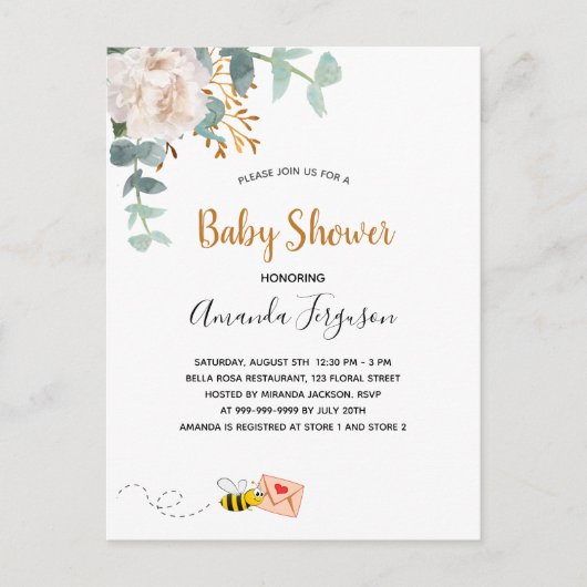 Baby shower florale groenery blanke schattige moed briefkaart (Voorkant)