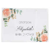 Baby shower florale roos goudblozen eucalyptus groot cadeauzakje (Achterkant)