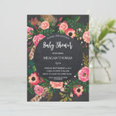 Baby shower floreel modern kaardschouderveer kaart (Staand voorkant)