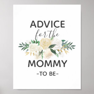 Baby shower Flowers Advice voor mammie Sign Poster