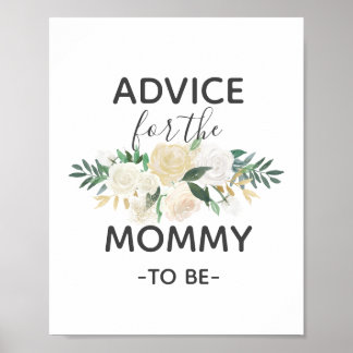 Baby shower Flowers Advice voor mammie Sign Poster