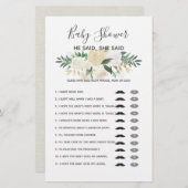 Baby shower Flowers Game (Voorkant / Achterkant)