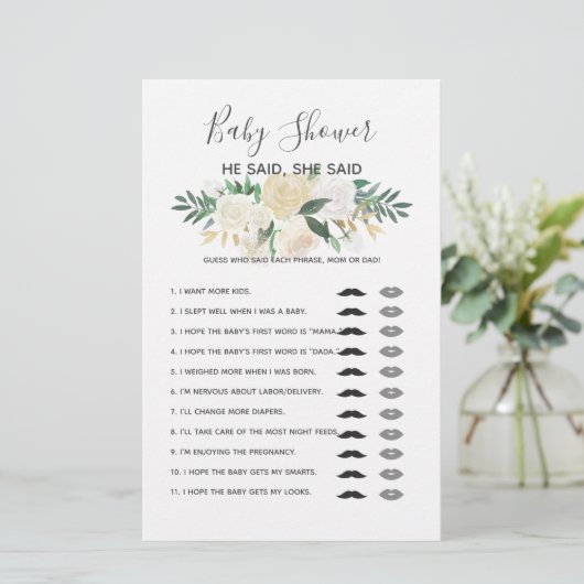 Baby shower Flowers Game (Staand voorkant)