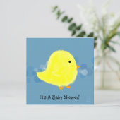 Baby shower Fluffy Chick CustomizabIe Invitation Kaart (Staand voorkant)