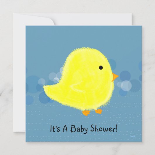 Baby shower Fluffy Chick CustomizabIe Invitation Kaart (Voorkant)