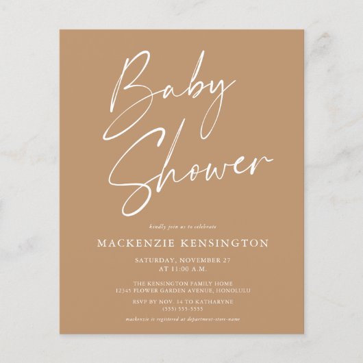 Baby shower FLYER met minimalistische budgettaire  (Voorkant)