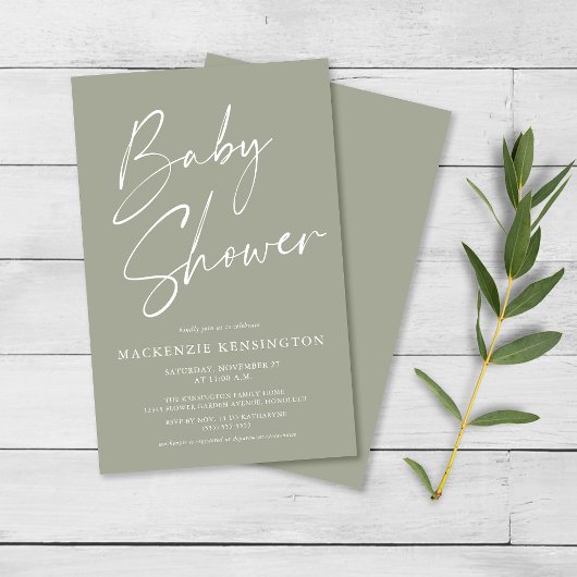 Baby shower FLYER VAN BUITENLANDSE Olive Sage Gree