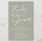 Baby shower FLYER VAN BUITENLANDSE Olive Sage Gree (Voorkant)