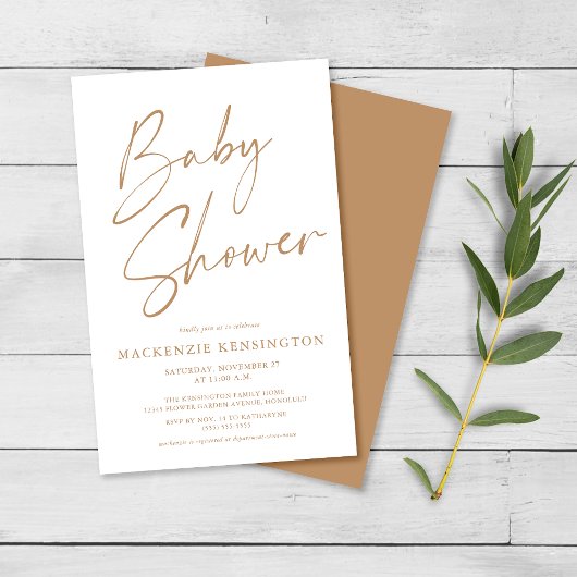 Baby shower FLYER VAN HET BEDRAG VAN DE Tan Earth 
