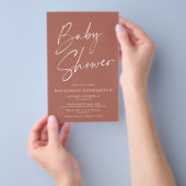 Baby shower FLYER VOOR budgetterracotta Script (Hand)