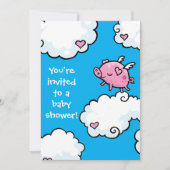 Baby shower Flying Piggy Uitnodiging (Voorkant)