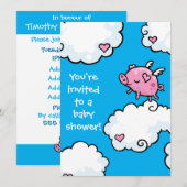 Baby shower Flying Piggy Uitnodiging (Voorkant / Achterkant)