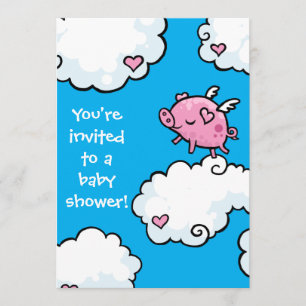 Baby shower Flying Piggy Uitnodiging