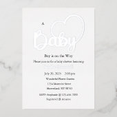 Baby shower Folie Uitnodiging, Script, Hart, Jonge Folie Uitnodiging (Voorkant)