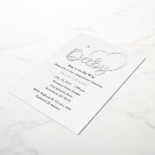 Baby shower Folie Uitnodiging, Script, Hart, Jonge Uitnodiging (Gedraaid)